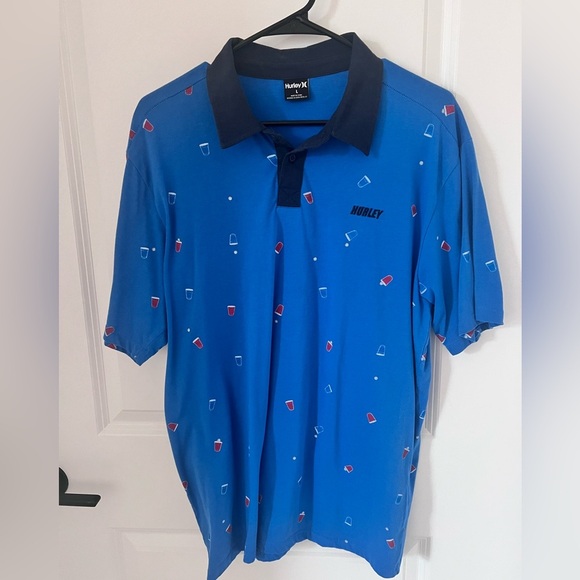 Hurley Other - Hurley Blue Polo Shirt with Red and White Accents